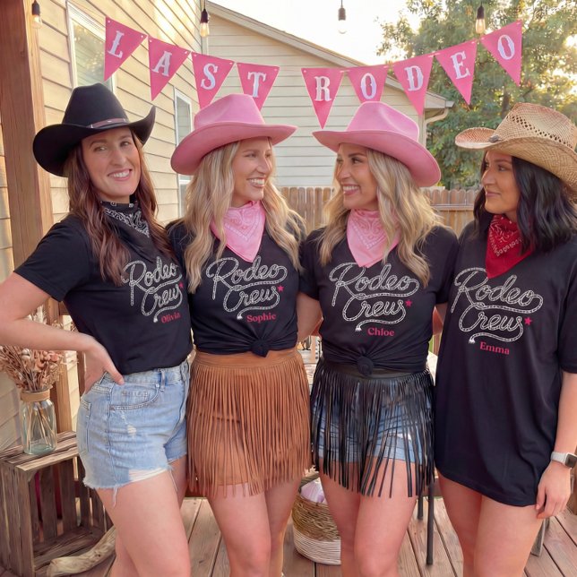Custom Pink Rodeo Crew Bachelorette Party T-Shirt (Creator Uploaded)