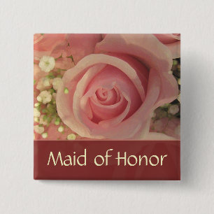 Custom Pink Rose Bridal Button - Customized