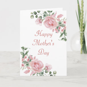 Custom Pink Rose Floral Mothers Day Card
