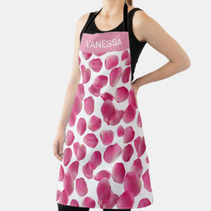 Custom Pink Rose Petals Pattern Apron