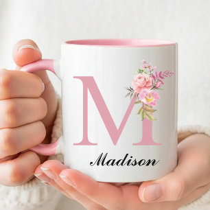 Custom Pink Roses Mug Birthday Gift for Her or Mom