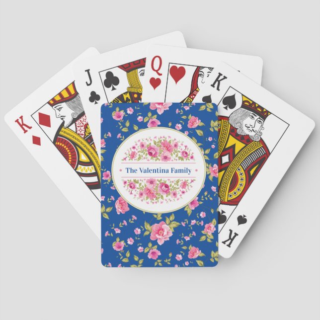 Custom Pink Roses Playing Cards (Back)