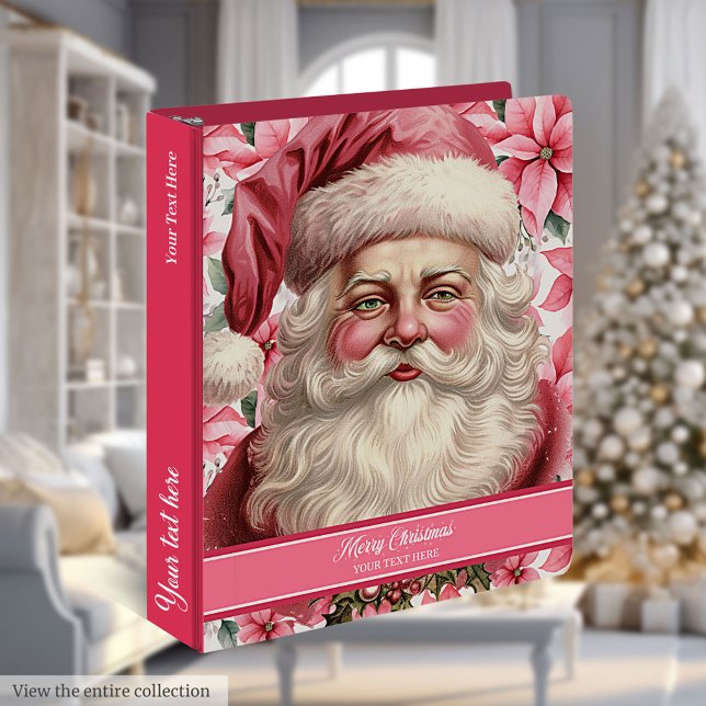 Custom Pink Santa Claus Recipe Binder Holiday (Custom Pink Santa Claus Recipe Binder Holiday)