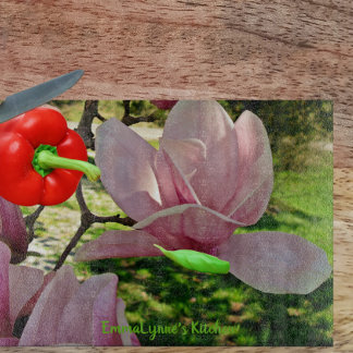Custom Pink Saucer Magnolia Blossom Cutting Board