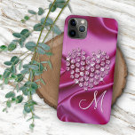 Custom Pink Sparkling Diamonds Heart Pattern Case-Mate iPhone Case<br><div class="desc">Contemporary faux shiny diamond heart on a bright hot pink colored printed image of wavy satin fabric. With room to customize or personalize with a monogram of your choice. Beautiful, modern, and cool cover for the trend-savvy and art-loving hip trendsetter, artsy motif lover who wants to protect their phone from...</div>