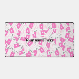 Custom Pink Spreadsheet Pattern Desk Mat