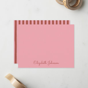 Custom Pink & Terracotta Vertical Stripes Card