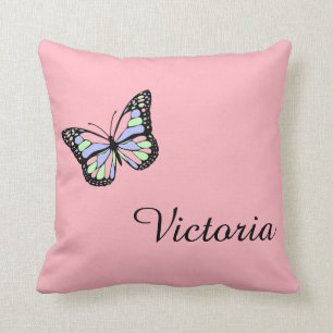 Custom Pink Throw Pillow with Butterfly