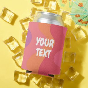 CUSTOM Pink Waves Curves Cute Colourful Striped  Can Cooler