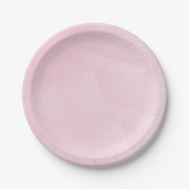 Custom Pink White Blank Trendy Elegant Template Paper Plate (Front)