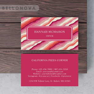 Custom Pink White Red Orange Wave Monogram Business Card