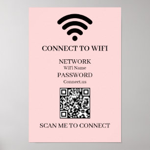Custom Pink WiFi QR   Easy Network Scan Display Poster
