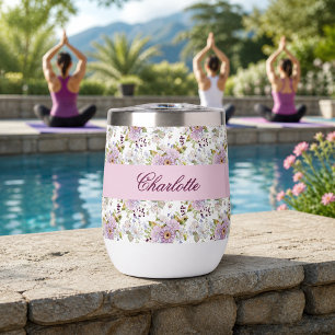 Custom Pink Wildflower Name Script Floral