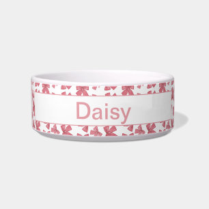 Custom Pink Xmas Bows Pet Bowl