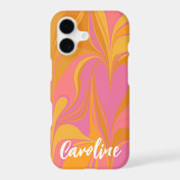Custom Pink Yellow Abstract Marble Script Name