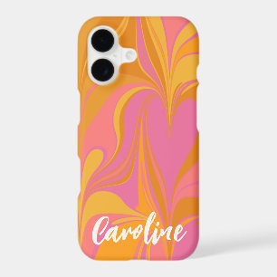 Custom Pink Yellow Abstract Marble Script Name