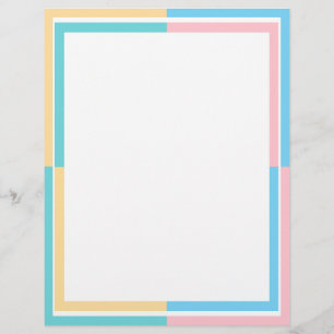 Custom Pink Yellow Blue Green Blank Template Letterhead