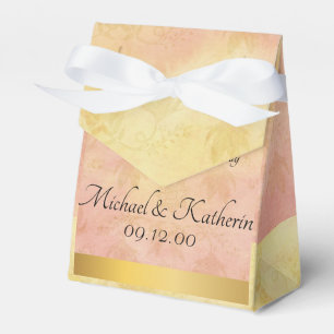 Custom Pink Yellow Watercolor Lace Thank You Favor Box