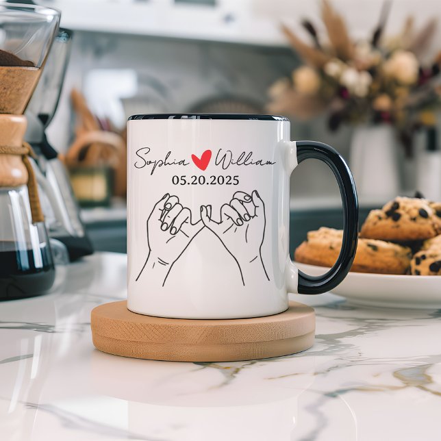 Custom Pinky Promise Mug, Valentine’s Day Gift Mug (personalized pinky promise mug, Valentine’s Day mug, gift for her, gift for him, birthday gift mug)