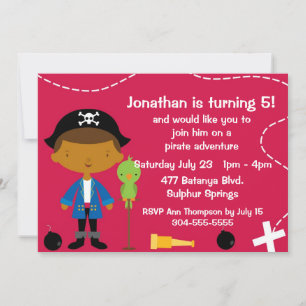 Custom Pirate and Parrot Birthday Party Invitation