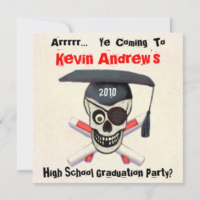 Custom Pirate Graduate Graduation Party Invitation (Front)