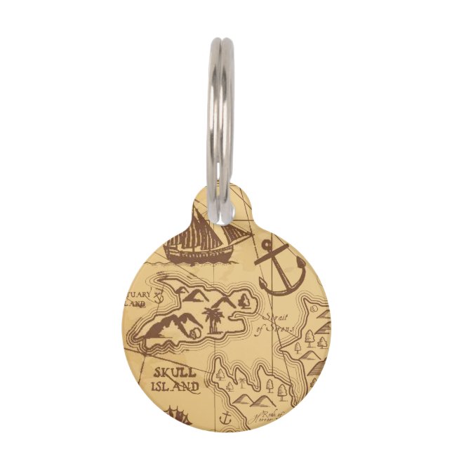 Custom Pirate map land point Family Pet Tag (Front)