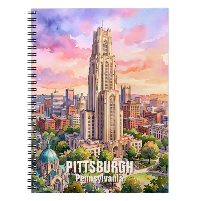 Custom Pittsburgh Cathedral of Learning Watercolor Notebook (Front)