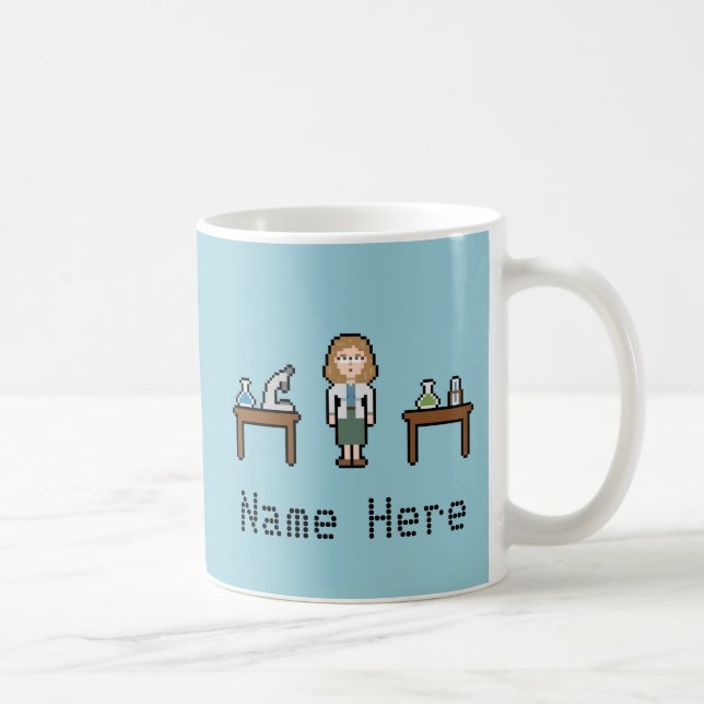 Custom Pixel Female Scientist Coffee Mug (Right)