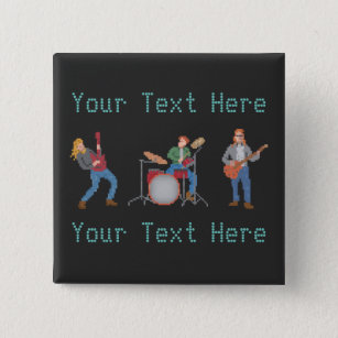 Custom Pixel Rock Band 2 Inch Square Button