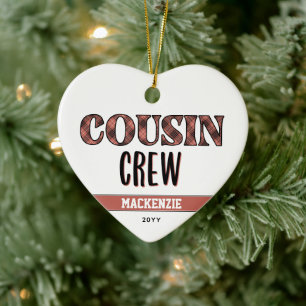 Custom Plaid Pattern Cousin Crew Cousin Squad Ceramic Ornament