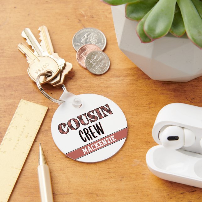 Custom Plaid Pattern Cousin Crew Cousin Squad Keychain (Desk)