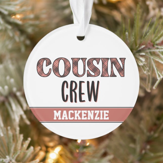Custom Plaid Pattern Cousin Crew Cousin Squad Ornament (Tree)