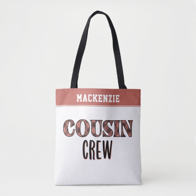 Custom Plaid Pattern Cousin Crew Cousin Squad Tote Bag (Front)