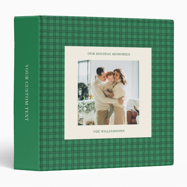 Custom Plaid Photo Christmas Holiday Memories Binder (Front/Spine)