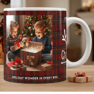 Custom Plaid Photo Christmas Mug