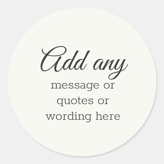 CUSTOM Plain Elegant White Classic Round Sticker (Front)