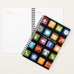 Custom planner agenda with smartphone app icons