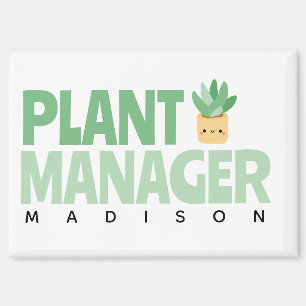 Custom Plant manager Name Cactus Green Black Magnet
