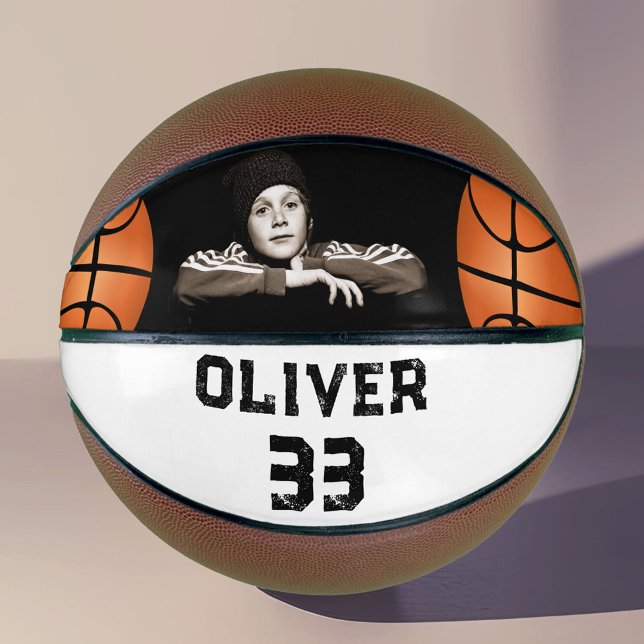 Custom Player Name & Number Keepsake Photo Basketball (Creator Uploaded)