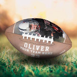 Custom Player Name Number Team Photo Football<br><div class="desc">Custom Player Name Number Team Photo Football. Personalize it with your photo,  name,  team name and year. The text is trendy white typography. You can change any text on the football or erase it. A perfect gift for a football player,  teammates,  coach and a great keepsake.</div>