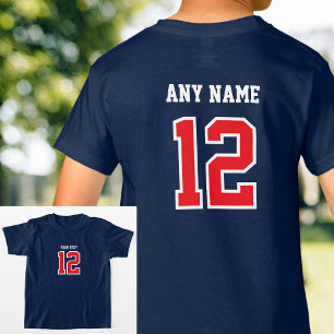 Custom Player Number Name Jersey Sports Red Navy T-Shirt