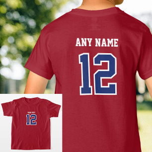 Custom Player Number Name Sports Navy Maroon T-Shirt