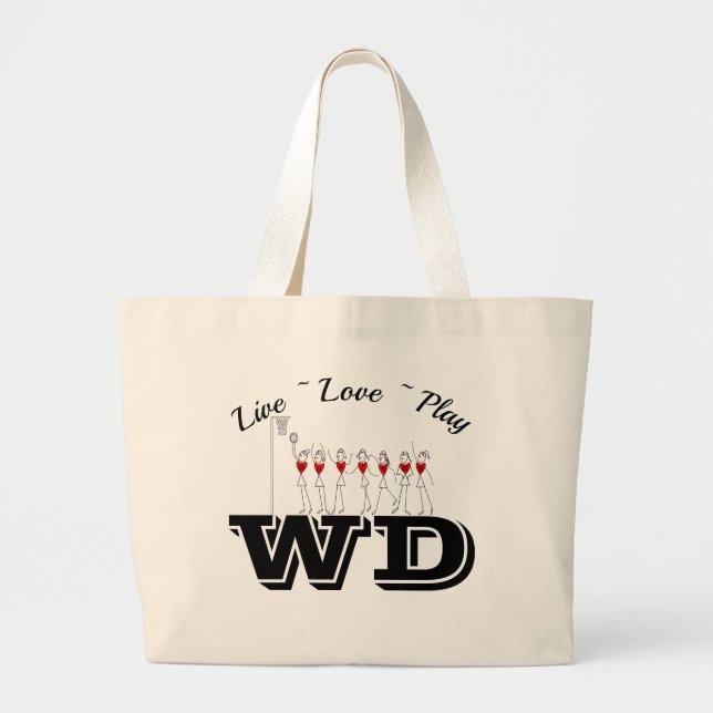 Custom Player Positions Theme Netball Large Tote Bag (Front)