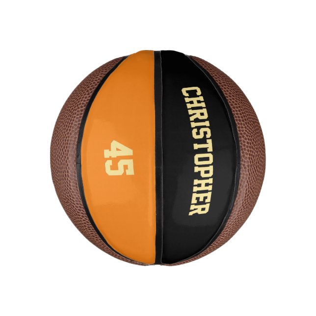Custom Player Team Club Name Number Monogrammed Mini Basketball (Vertical)
