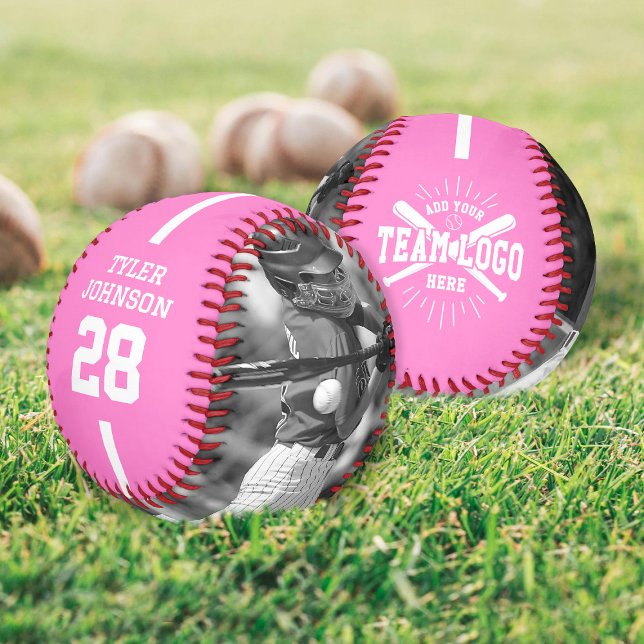 Custom Player Team Logo 2 Photo Pink Baseball (Creator Uploaded)