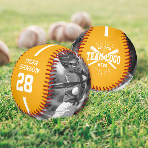 Custom Player Team Logo 2 Photo Yellow Baseball