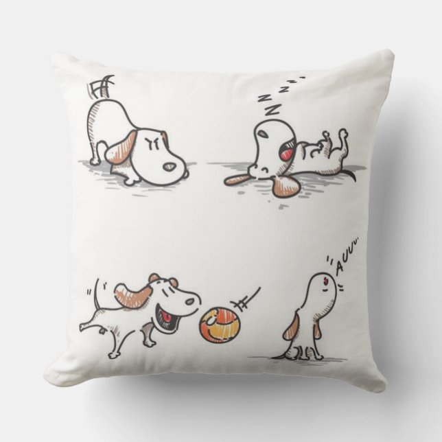 Custom Playful Dog Outdoor Pillow (Front)