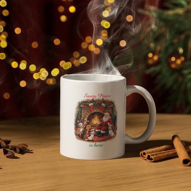 Custom Playful Santa & Pets Christmas Mug (Creator Uploaded)
