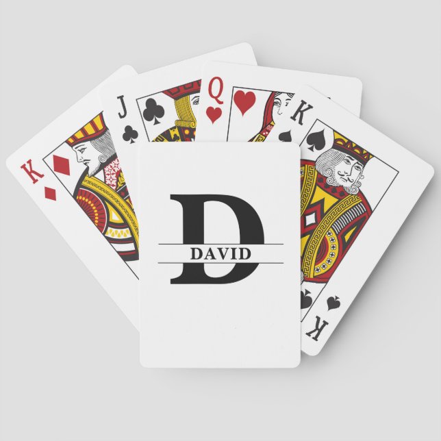 Custom Playing Cards with Monogram and Name  (Back)