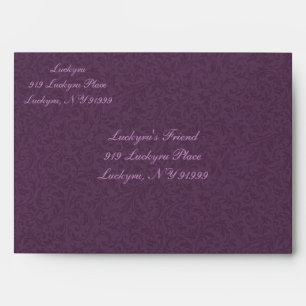 Custom Plum Filigree Envelope - A7 Greeting Card